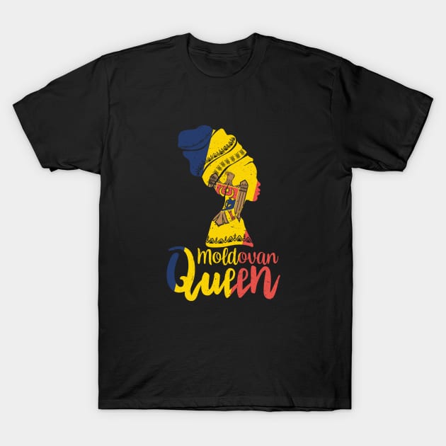 Moldovan Queen Moldova Flag Afro Roots T-Shirt by simonStufios